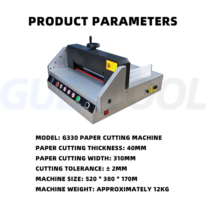 G330 Semi-Automatic Paper Cutting Machine Desktop File Book Cutter Heavy Duty Paper Cutter Infrared Positioning Cutting Tools