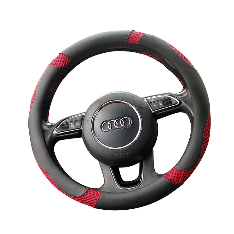 
Wholesale Universal Size Solid Color Car Steering Wheel Cover Genuine Leather 