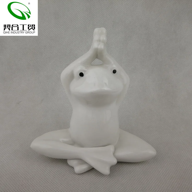 Ceramic yoga frog figurine for garden decoration porcelain yoga frog decoration