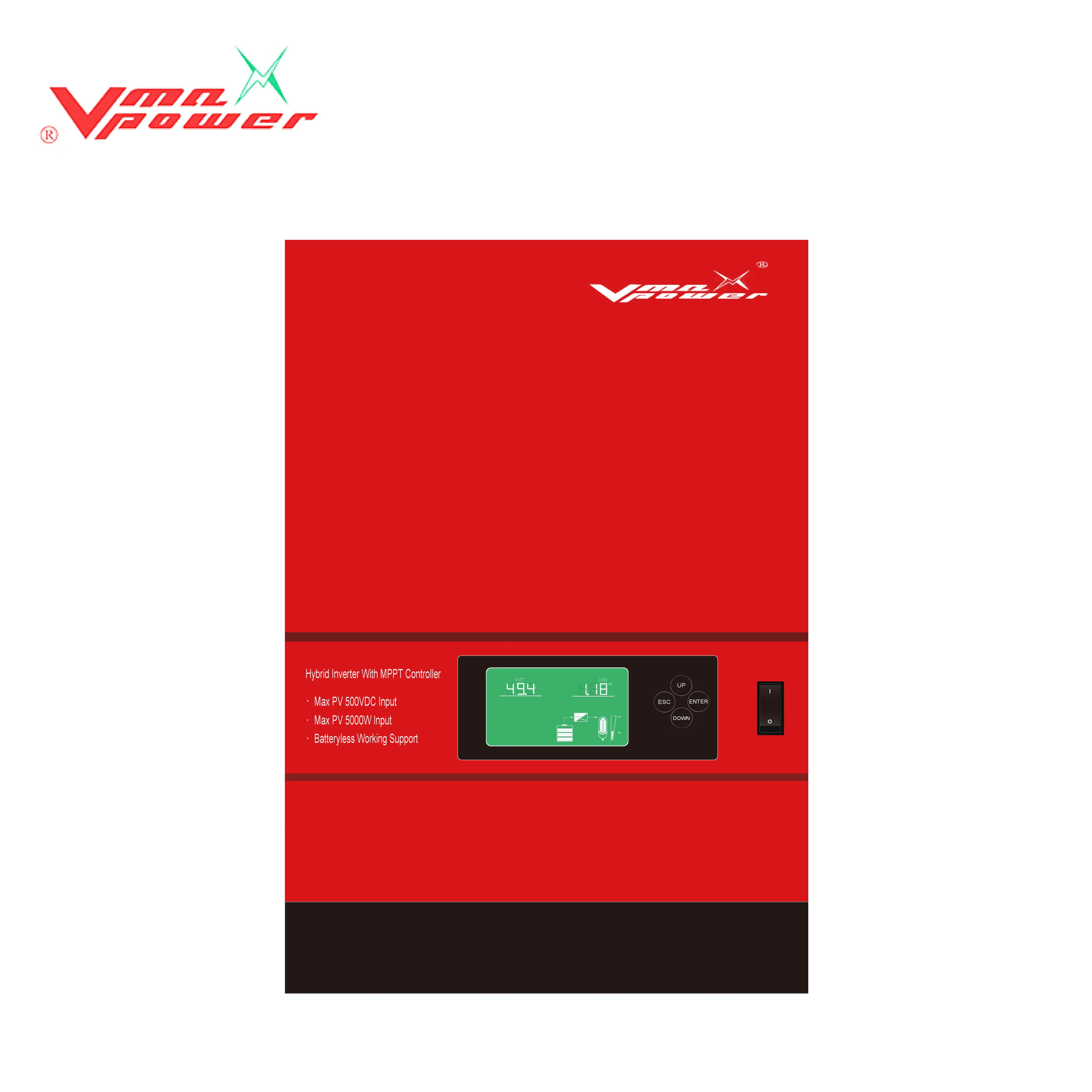 Vmaxpower Factory direct 3kva mppt inverter 3000 watt pure sine wave inverter charger 24v 3000w power inverter power supply