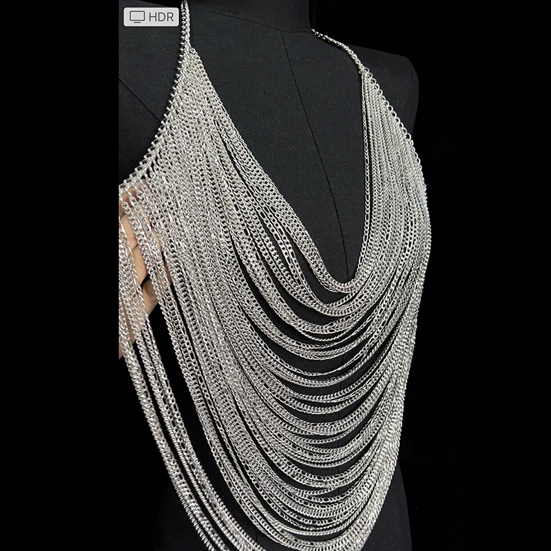 Trendy Nipple Cover Sexy Breast Chain Bra top for Girls Women Men Multilayer Sexy Body Chain Jewelry Top Customized