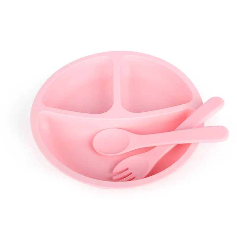Baby Dining Plato Bebe Plate Silicone Dishes New born Weaning Dining Dinnerware Feeding Set Children Nursery Cutlery Silicona Se