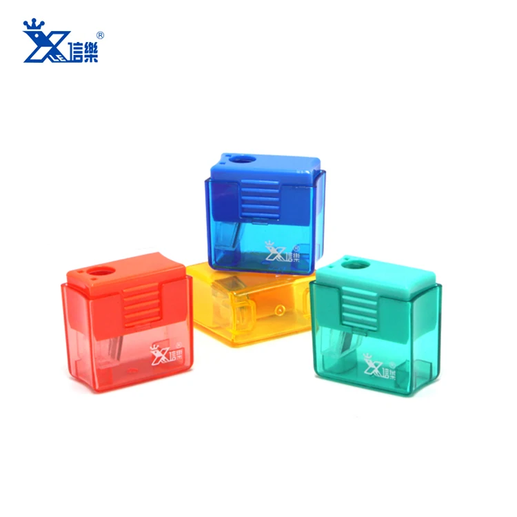 XINLE School Supplies Wholesale Taille Crayons Custom logo Print square Manual Mini Pencil Sharpener Set Student Stationery