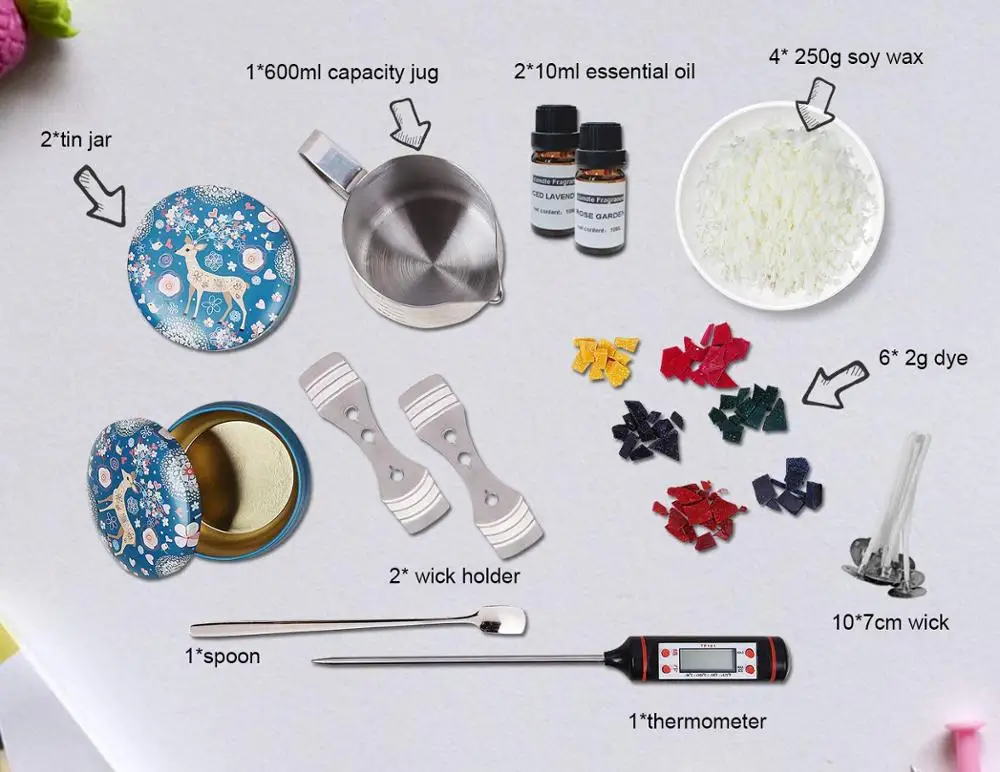 Custom Tin Jar DIY Scented Soy Candle Making Kit Supplies
