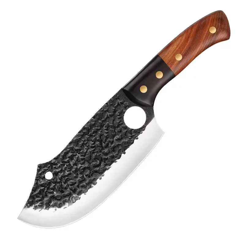 Handmade Viking Chef Knife Butcher Boning Carbon Steel Serbian Knife Forged Kitchen Camping Slaughter Knife
