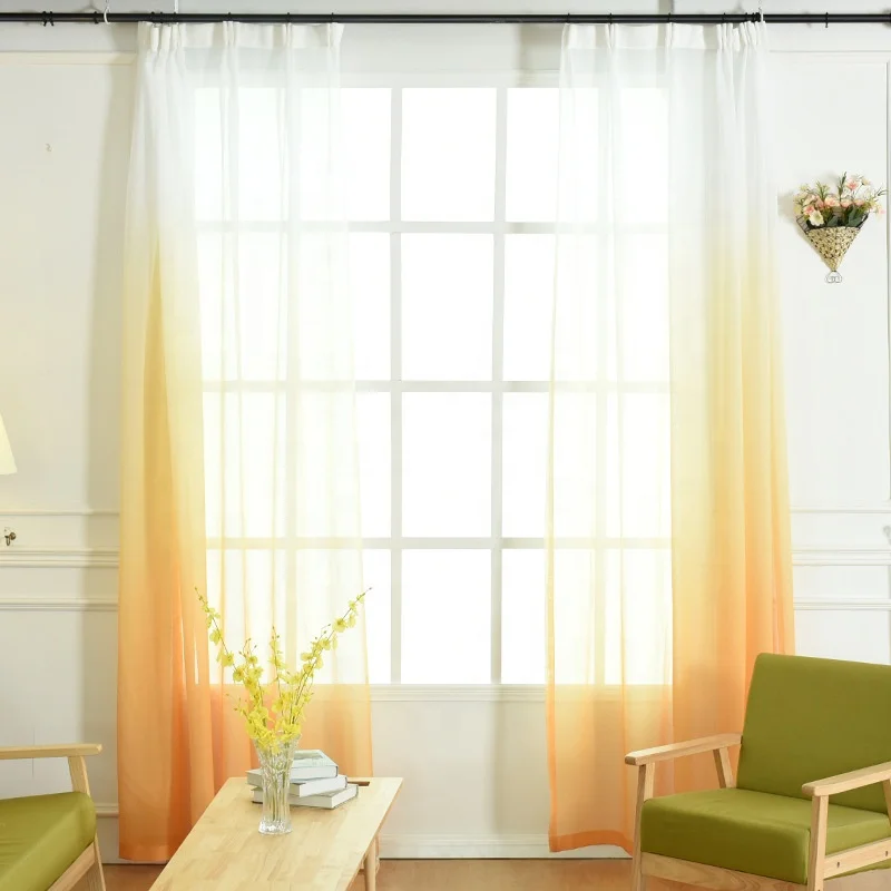 Manufacturers wholesale Nordic gradient color gauze blackout curtain fabric finished sheer voile curtain