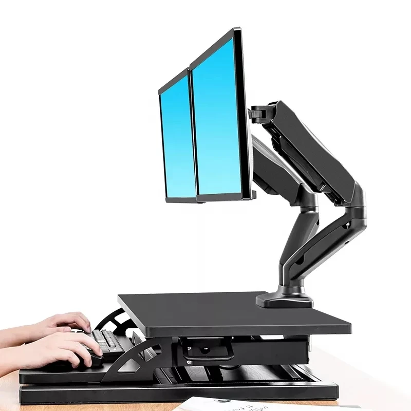 Adjustable Alloy Steel Air Spring Rotary Desktop LCD Computer Monitor Arm 13-34 Inch 12kg Dual Monitor Stand