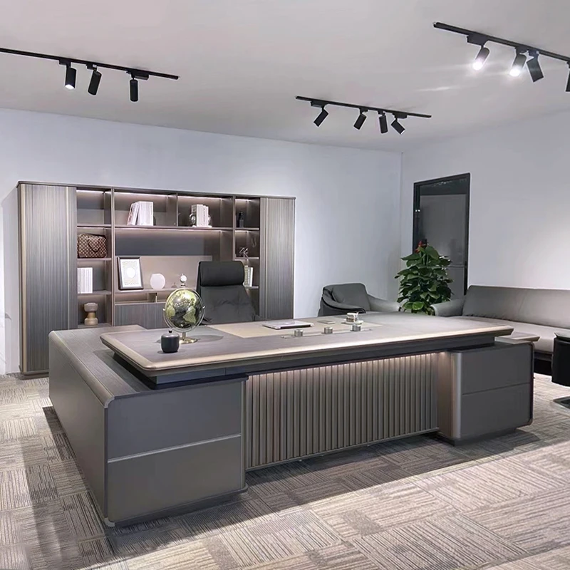 Luxury Escritorio De Oficina Office Desk Set Office Furniture Executive MDF Desk with aluminium edge