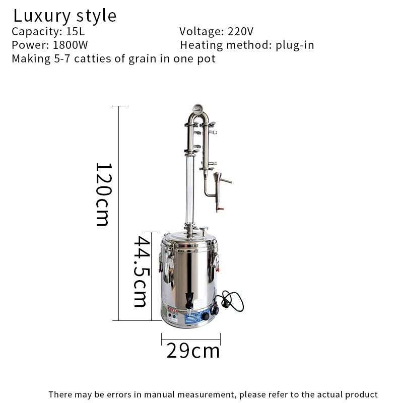 15L Small household commercial still crystal hollow reflux column brewing equipment brandy vodka brewing machine Winery fittings