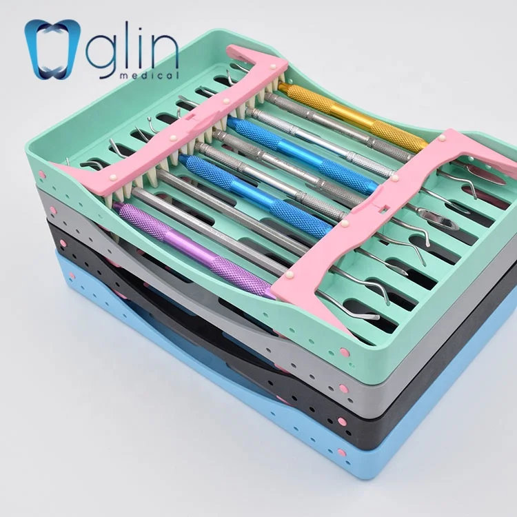 Стоматологическая стерилизационная коробка для инструментов/с 10 держателями/автоклавируемая при высокой температуре/G-032B