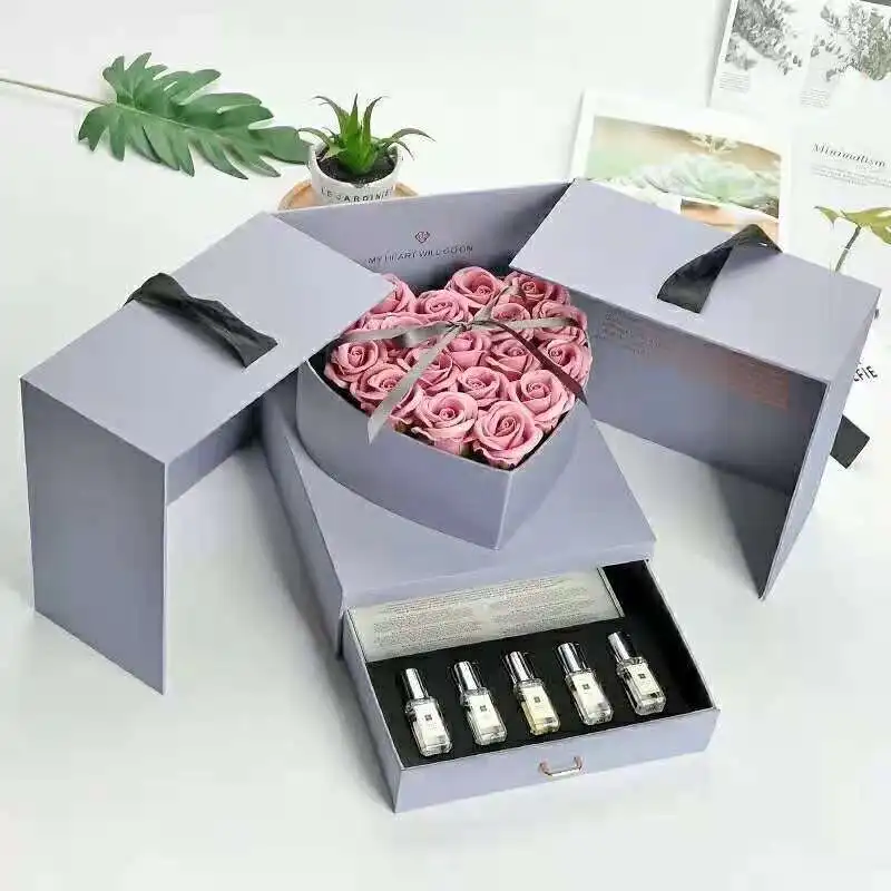 Wholesale Flower Boxes Gift Packing I Love U Flower Box For Valentines Surprise Bouquet Box With Drawer