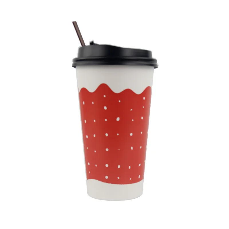 China Factory Supply Customized Logo  Paper Cup 16oz  For Beverage  On-the-Move Drink Christmas Day Theme with lid