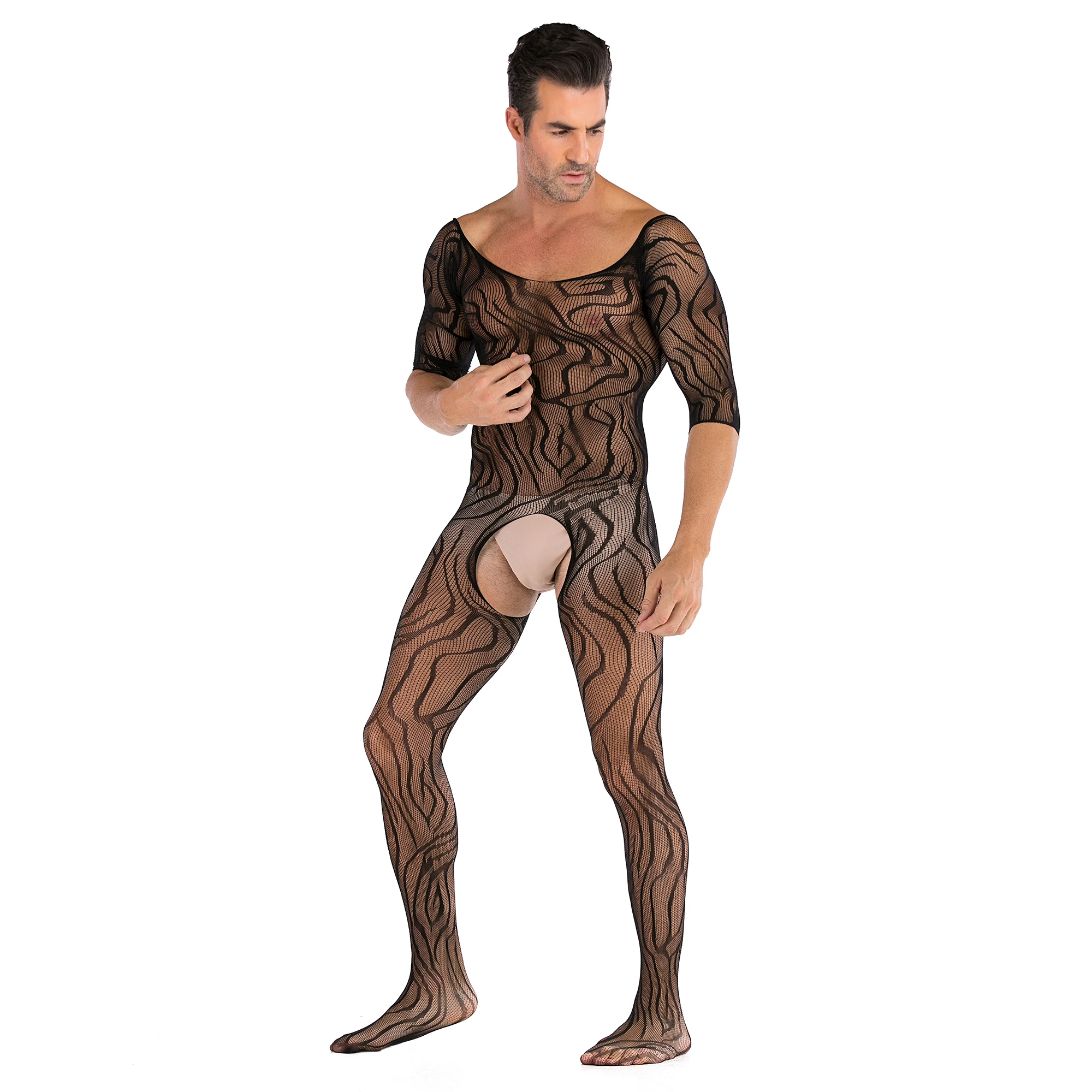 Сексуальный мужской разсексуальный горячий плотный чулок с выреза для тела