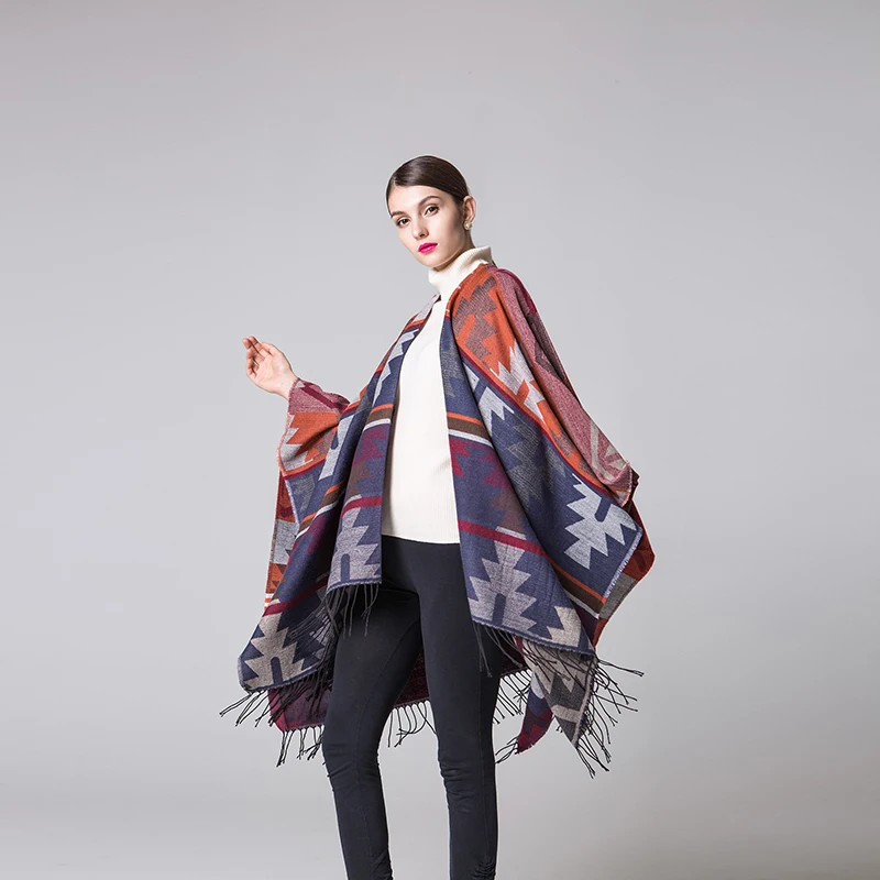modern Women New Gradient Pattern Long Stole Scarves Shawl Scarf Wrap Poncho Embroidery Neckerchief Tippet