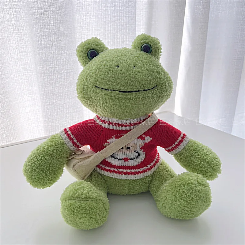 Custom 25cm Design Soft Stuffed Animal Frog Plush Toy With Sweater Wholesale Cute OEM Plush Frog Toys For Claw Machine