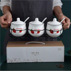 OH53 Kitchen Accessories Decal Ceramic Seasoning Pot Condiment Storage Series For Salt Pepper Spice Sugar Jar