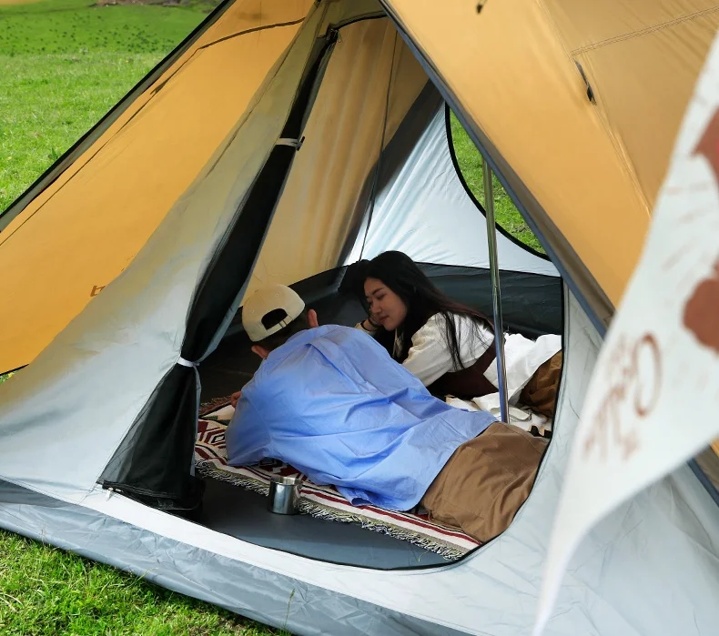 HISPEED Ultralight 2 Person Wind Valley Pyramid Tent Aluminium Poles Indian Teepee Tent Polyester Kamp Cadiri