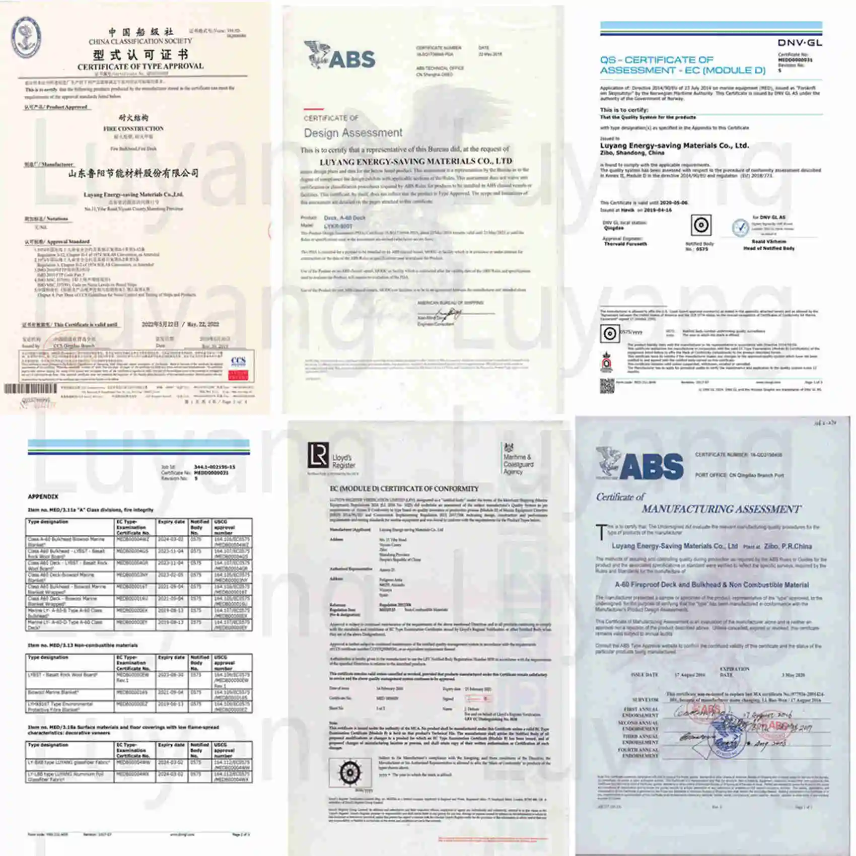 Luyang A60 A30 A15 Fire Resistant Marine and Offshore use marine mineral wool