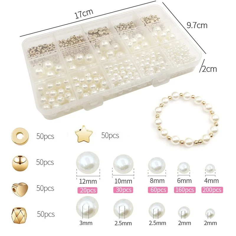 DIY Bracelet 720 Pcs CCB Acrylic Pearl Star Heart Charm Beaded Bracelets For Girls Making Kit DIY Jewelry Supplier