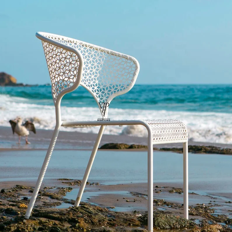 Popular metal iron Cafe Tables And mesh Chairs Bistro Commercial Outdoor Table Set