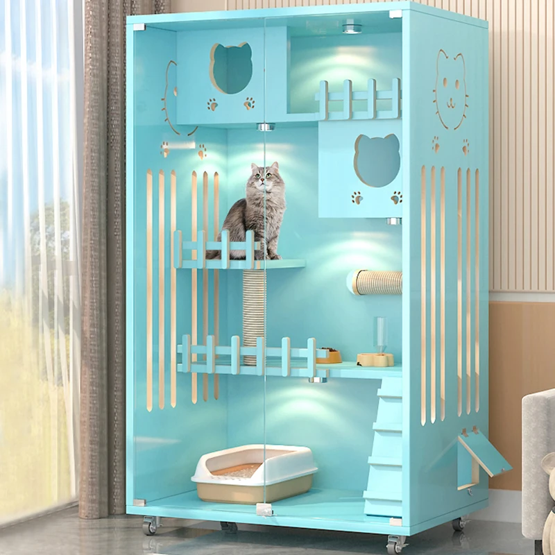 2024 Popular Eco-friendly Luxury Wooden Cat House Indoor Animal Pet Cat House For Cat Play