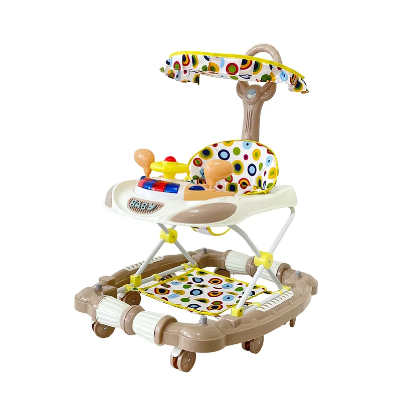 New Outdoor Multi Function Push Handle Baby Learning Walker with Canopy