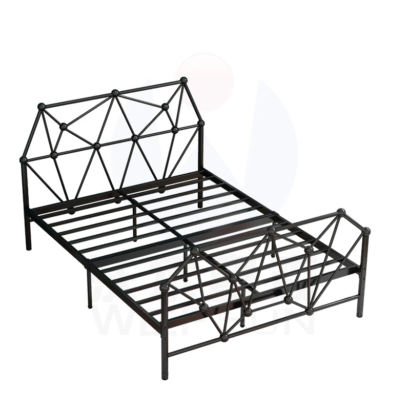 Nordic iron bed double bed modern simple and creative bedroom Home Furniture King Size metal Bed Frame