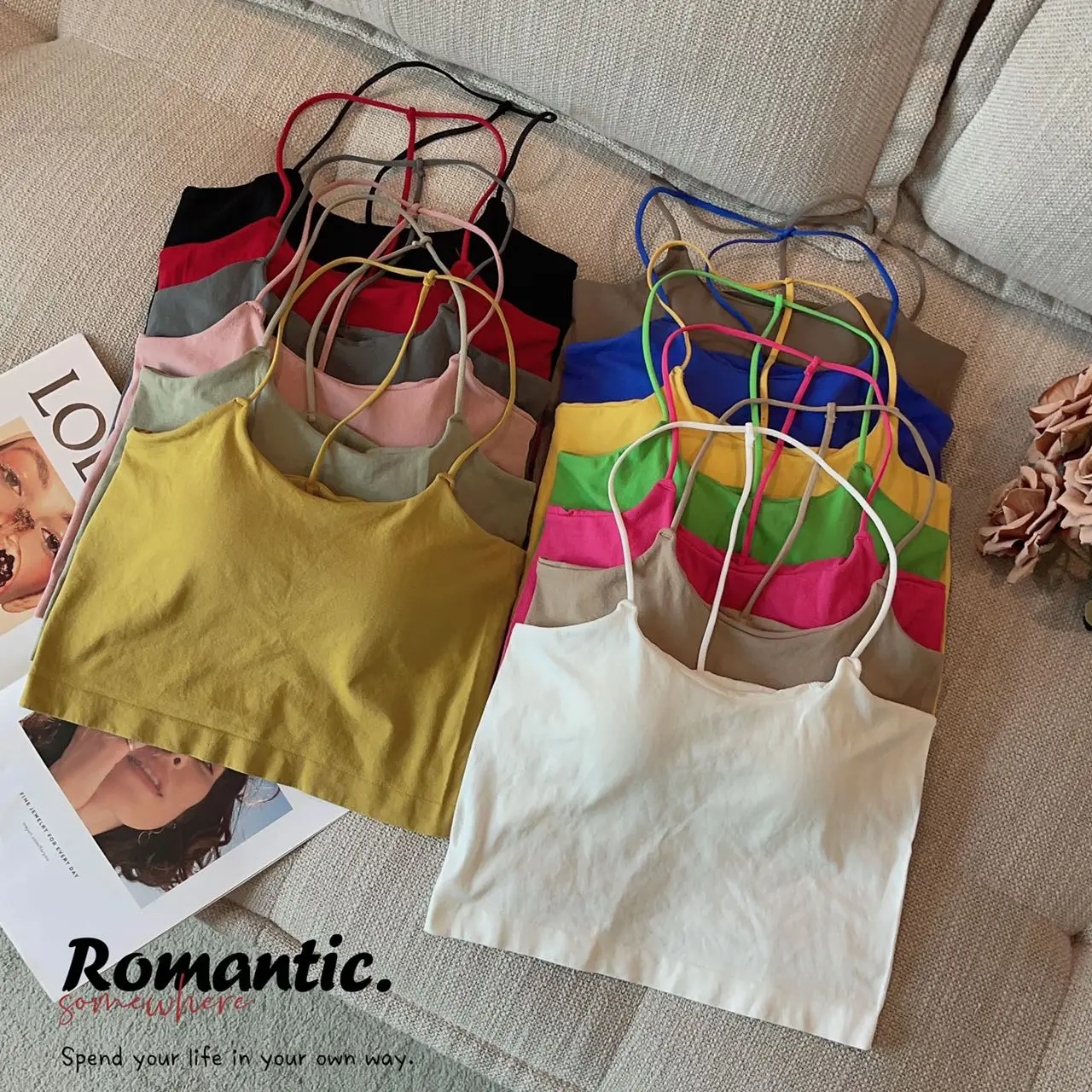 hang neck one-line fashion beauty back sling Fixed cup vest wrap chest women seamless school girls in girl sexy bra tube top