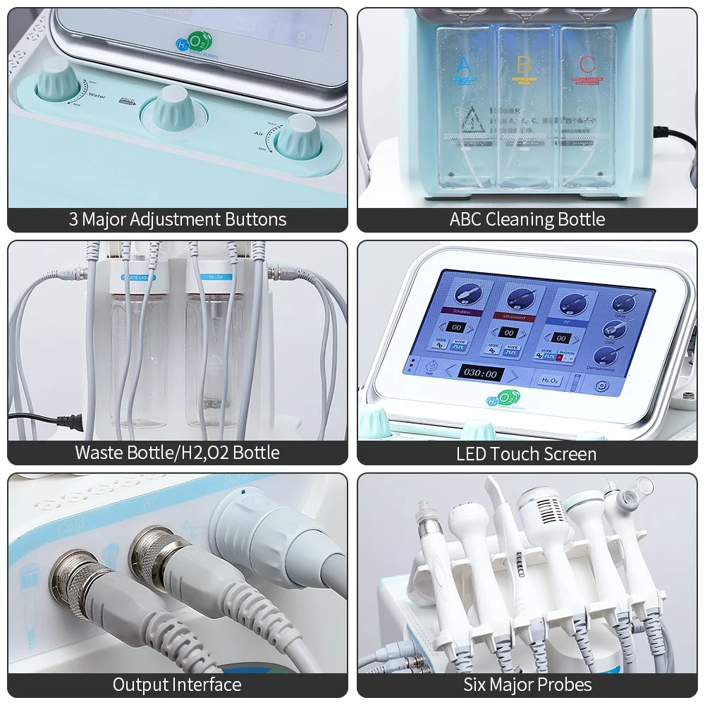 6in1 H2O2 small bubble water Oxygen Aqua Facial Machine for skin rejuvenation