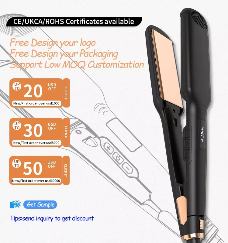Factory Professional  Hair Private Label 230C&450F Titanium Flat iron Salon Portable Hair Straightener