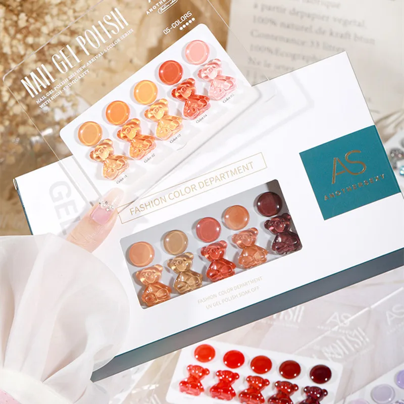 2023 NEW AS nail gel polish set 15ml Professional Nail Supplies 5 Colors Nail Gel Polish kit