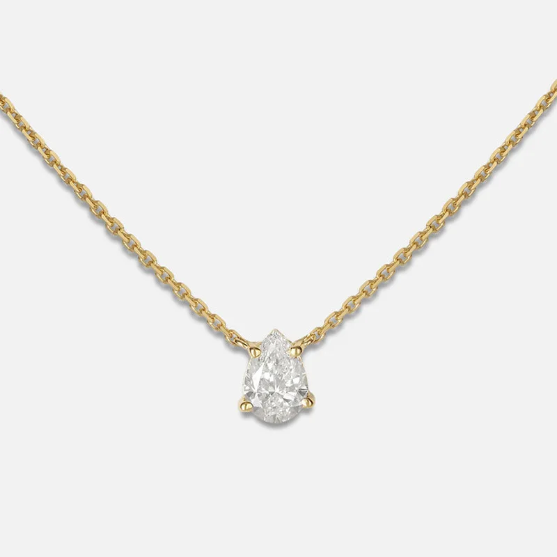 High End 18K Gold PVD Dainty Waterdrop  Oval Zirconia Stainless steel Pendant Crystal Necklace Fashion Stone Jewelry