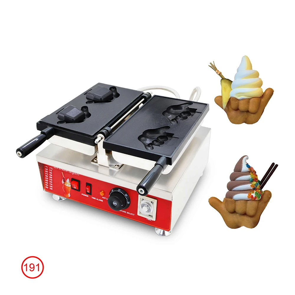 Commercial Electric Baking Equipment Shaka-Boom Ice Cream Taiyaki Waffle Cone Open Mouth Maker Making Machine