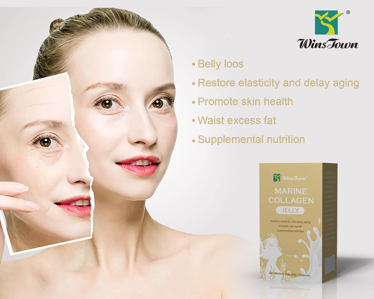Private Label Beauty Pure Collagen Protein Jelly Anti Aging Skin Lightening Care Pills Marine Supplement