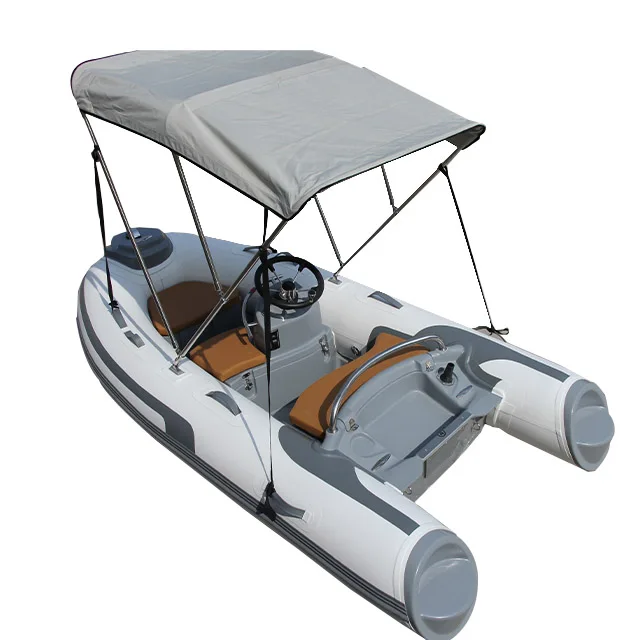 Luxury single fishing boat 10 ft Fiberglass hull Hypalon rib Boat with sunshade