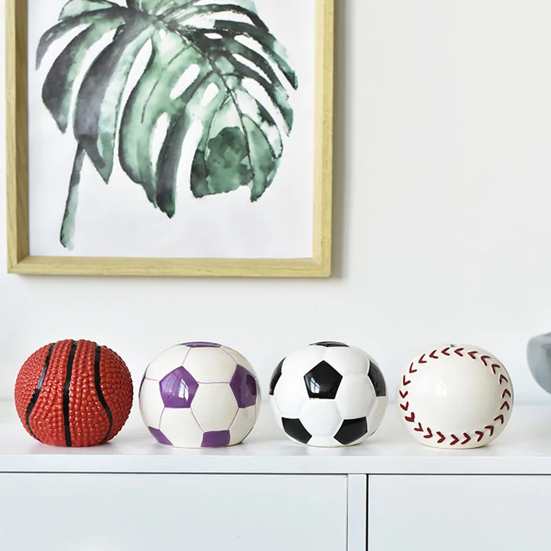 Wholesale Saving Box Money Bank Custom Coin Bank Football Shaped Ceramic Money Box