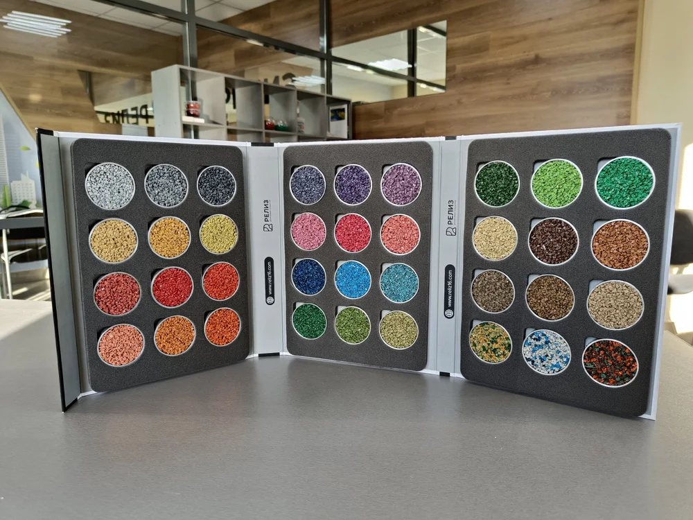 High quality elastic colored rubber granules dying in colors of RAL catalogue reliable supplier fast shipping