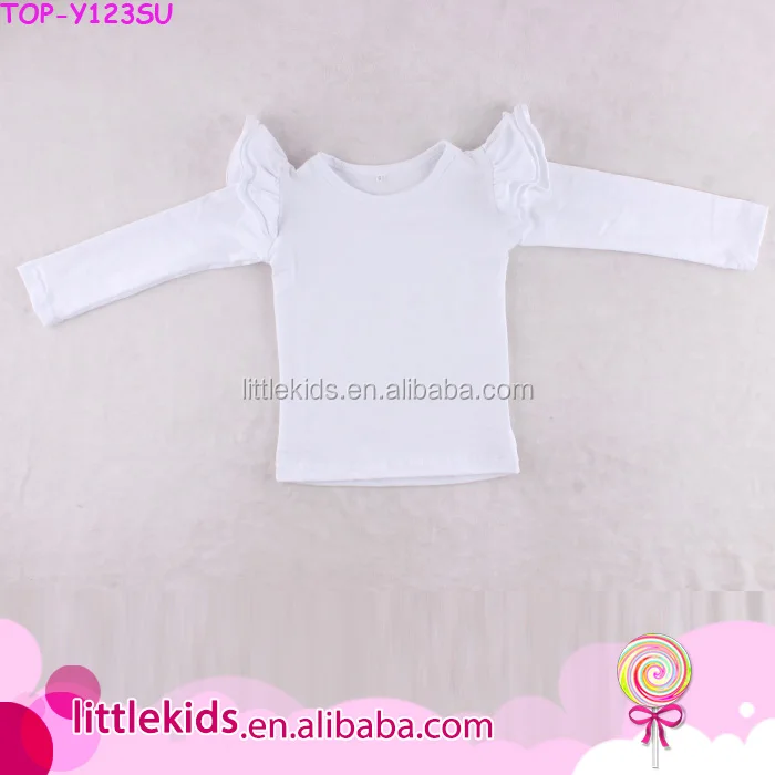 Autumn Baby Girls Long Sleeve T Shirts Three Cotton Layers Flutter Kids Top