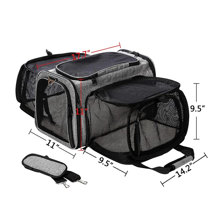 
New developed arrival design two door sides double expandable pet carrier for cats 