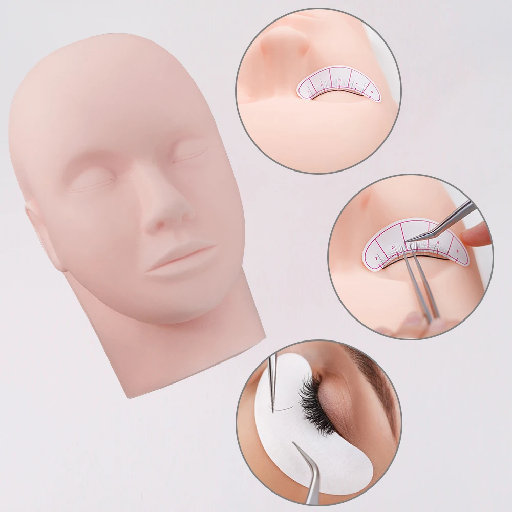 pinky leem wholesale custom Professional Factory Supply Eyelash Extension Practice Tool Silicone Training Human Head Model