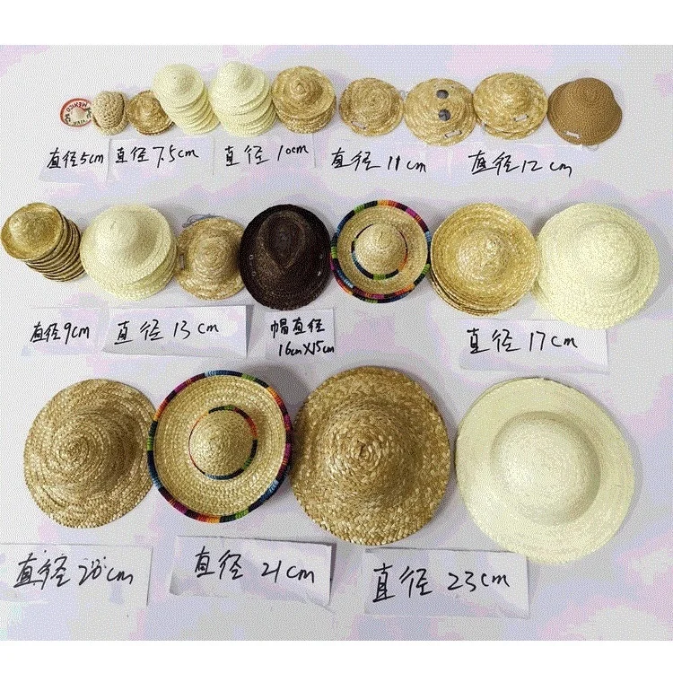 Promotion Customized Miniature Mini Wine Bottle Doll Pet Hat Summer Sombrero Round Top Straw Hat