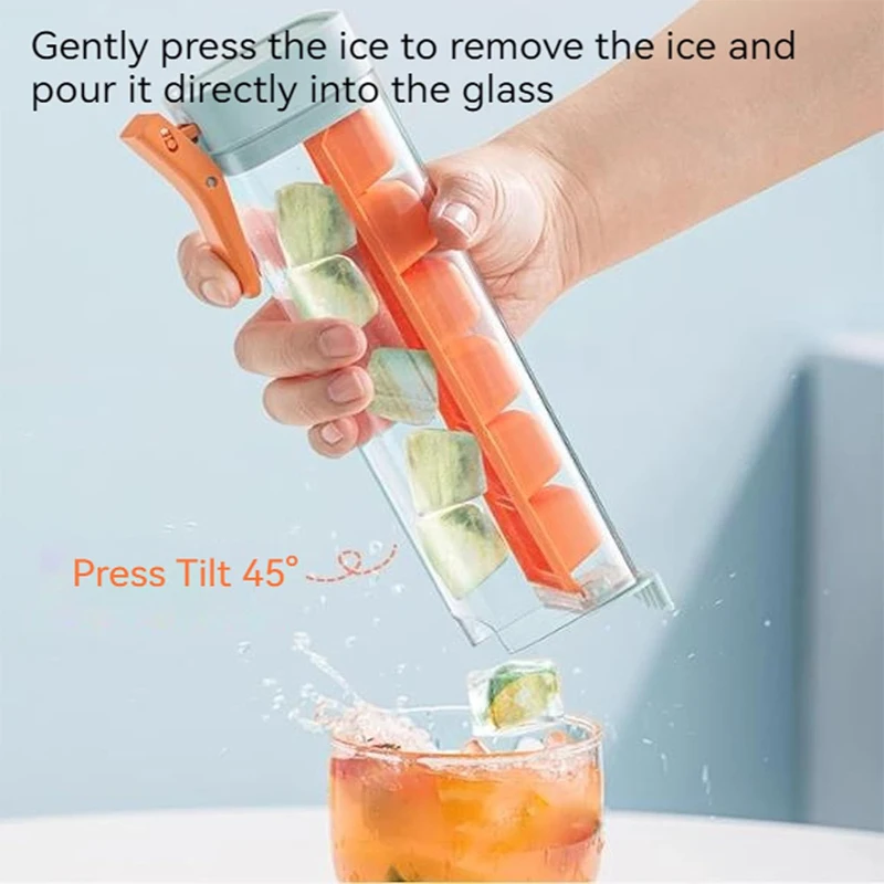 Easy Release Ice Cube Tray for Tumbler Cup Reusable 6 Cavity Ice Mold with Lid for Freezer One-hand Release