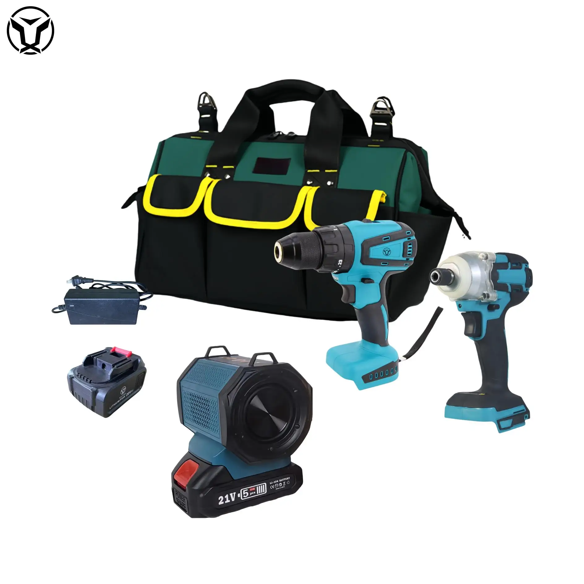 YUTUO 18V 21V max battery powered 3 in 1 set screwdriver Bluetooth speaker brushless cordless impact drill power tool combo kit