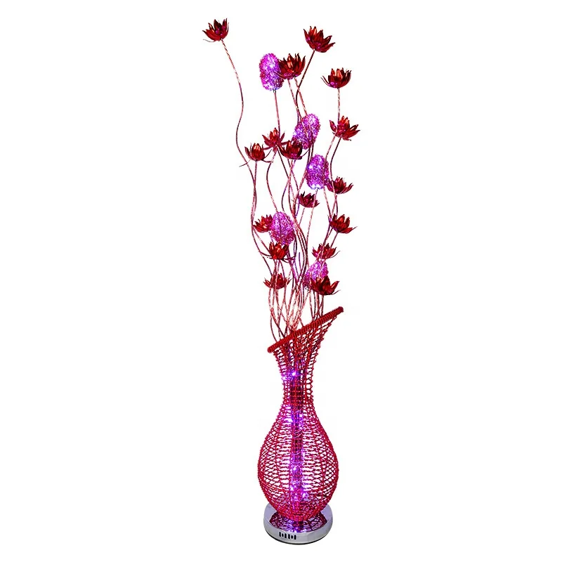 LED big red floor lamp wedding guide aluminum wire craft vase creative living room decoration Nordic style floor lamps