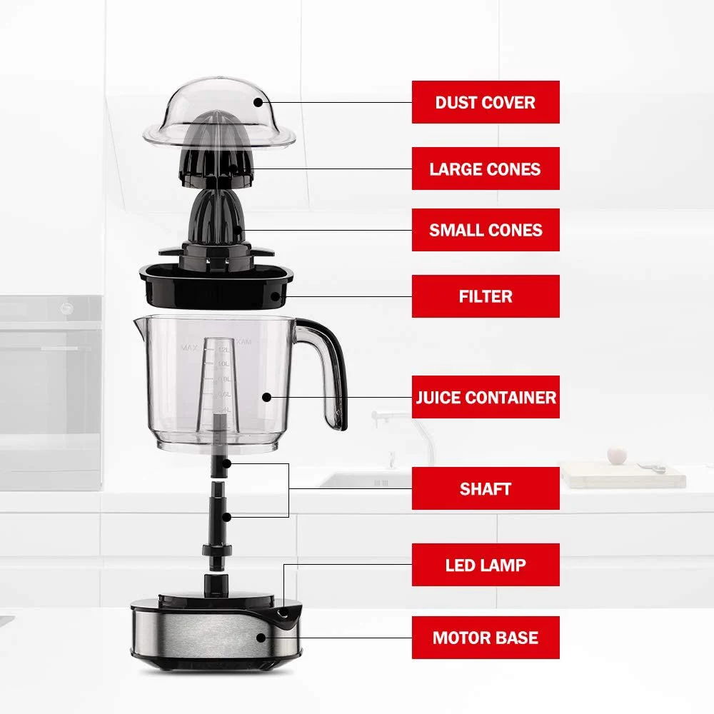 Electric Citrus Juicer 1.2L Large Volume, Orange Juicer with Powerful Motor and LED Working Lamp, Electric Lemon Squeezer