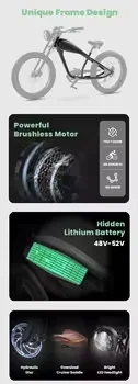 2024 Best Selling 500W Hybrid Electric Fat Bike 48V Tube Lithium  Rear Hub Motor electric vintage