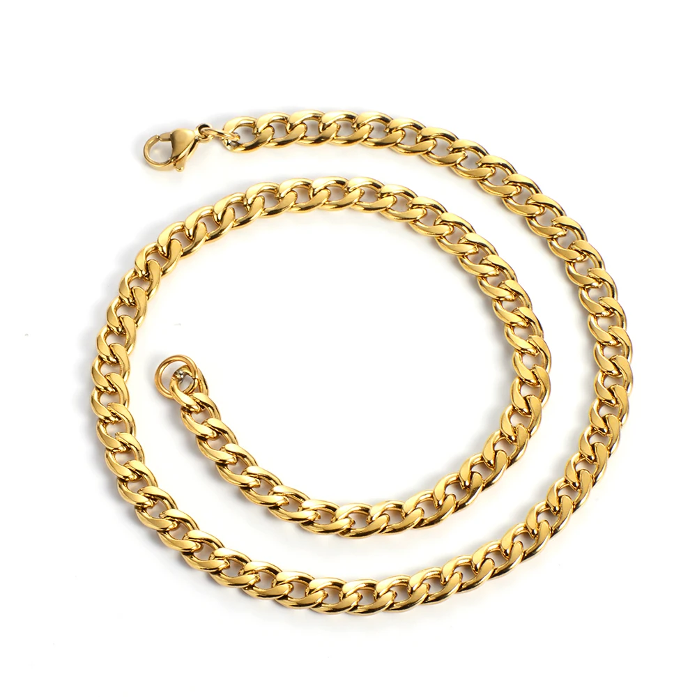 
Wholesale collares para hombre stainless steel chunky NK 18k Gold Plated curb chain necklace 