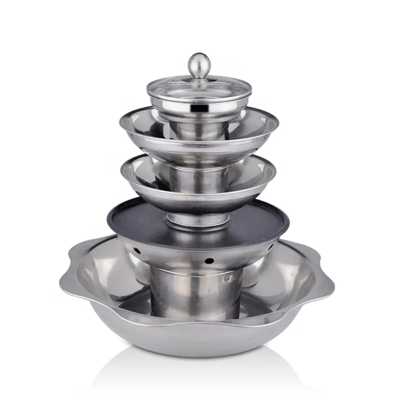 
Factory Table Multi Layers Steam Hot Pot Monstick Bbq Grill Stainless Steel Steamboat Pot 