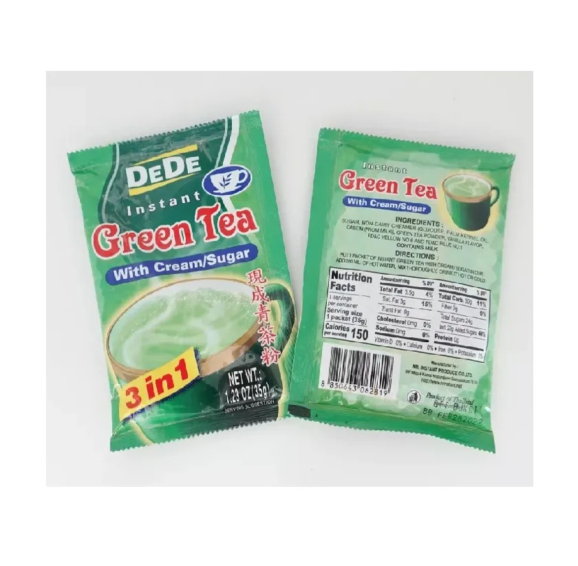 Wholesale Drink 100% Organic 3-in-1 Instant Green Tea with Cream and Sugar Extract Powder (35g.) by DeDe for Daily Healthy Drink
