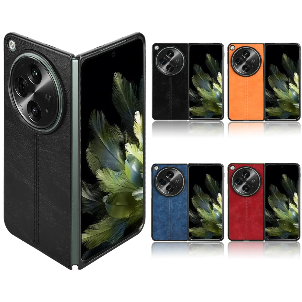 Lightweight Cowhide Pattern PU Leather Case Protective Phone Back Cover for Oppo Find N3/OnePlus Open Back Cover Leather Case